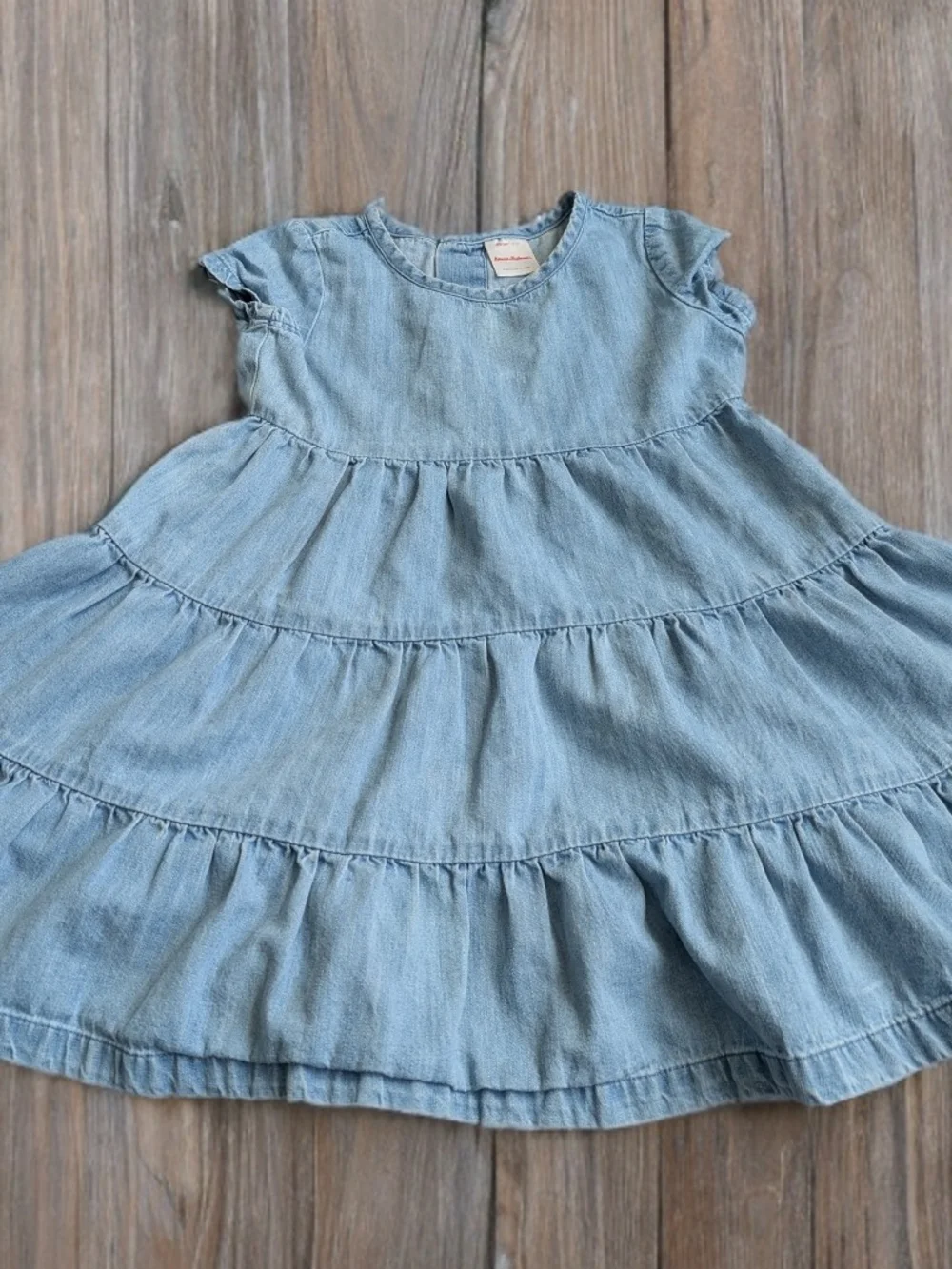 Hanna Andersson Light Blue Tiered Denim Dress Size 3T